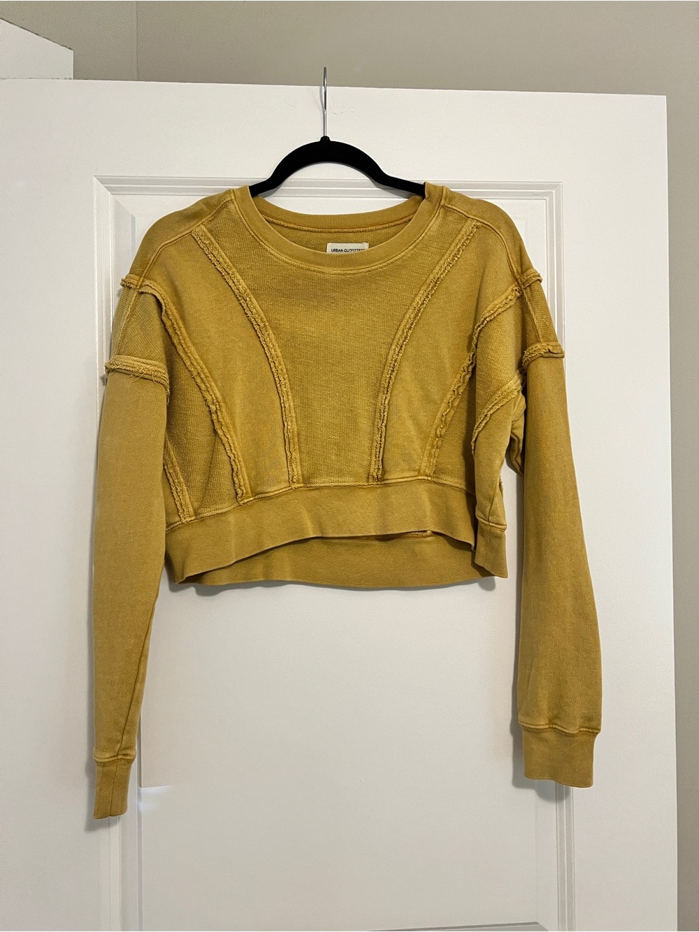Urban Outfitters Cropped Mustard-Style Crewneck Sweatshirt